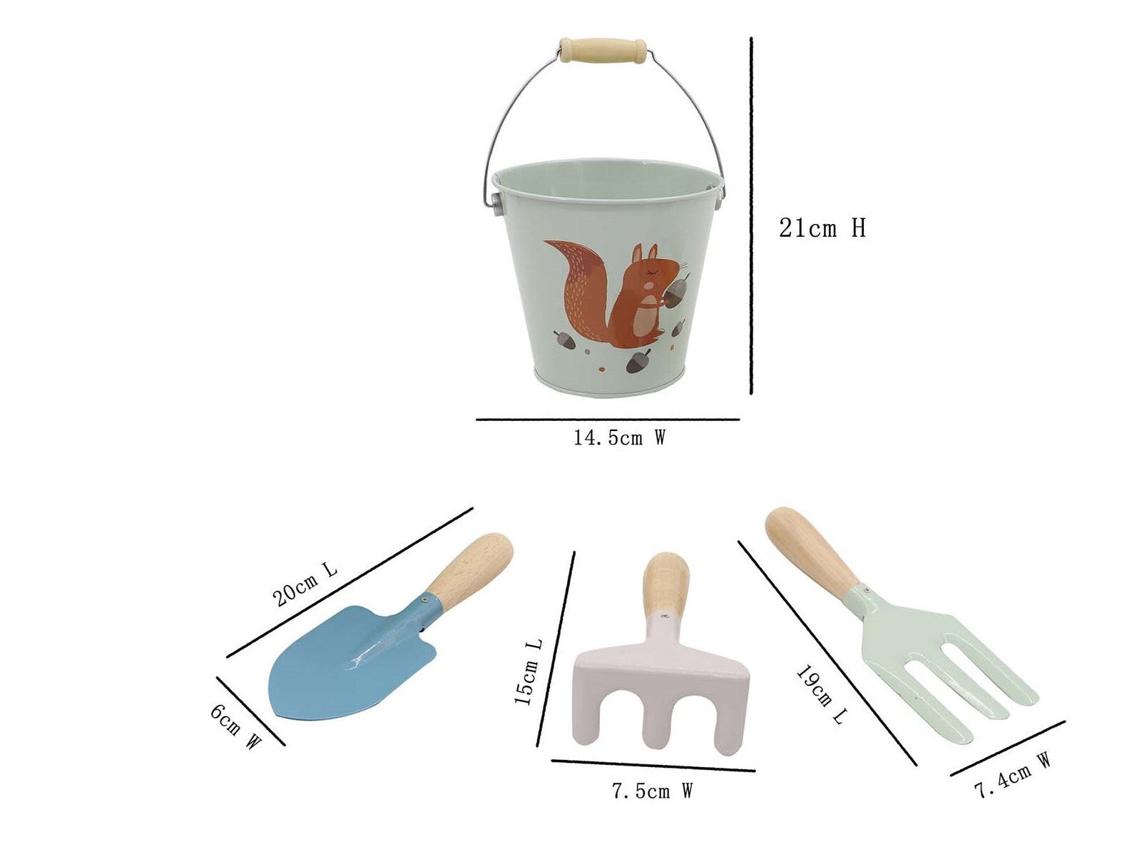 Kids Garden Tool Set 4pc Bucket
