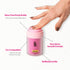 Hand pressing pink GGO Juicee water-based lubricant pump with mess-free, refillable design, Adventure Awaits