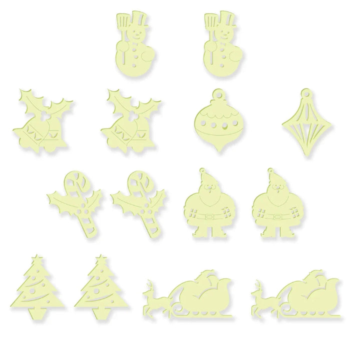 Set of 14 glow-in-the-dark Christmas wall decorations with Santa, snowmen, trees and sleighs — Adventure Awaits