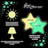 Glowing Wonder Stars diagram showing stars activated by indoor light — Adventure Awaits