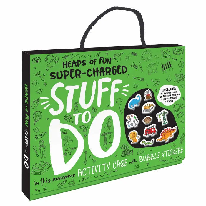 Adventure Awaits Heaps of Fun Super-Charged Stuff To Do activity case with bubble stickers and kids activities
