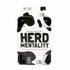 Herd Mentality party game in cow print box and black tray packaging Adventure Awaits
