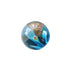 Blue glass marble with aqua swirls and small multicoloured centre detail — Adventure Awaits