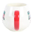 Side view of Home for Christmas ceramic mug with glossy red handle and festive house design — Adventure Awaits