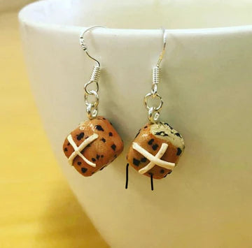 Hot Cross Bun Earrings - Dangle