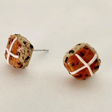 Hot Cross Bun Earrings - Studs