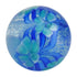 Clear blue glass marble with aqua floral swirls and textured bubbles inside — Adventure Awaits