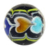 Black glass marble with aqua, amber and blue floral swirls and lime green accents — Adventure Awaits