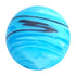 Blue glass marble with light and dark blue diagonal swirls — Adventure Awaits