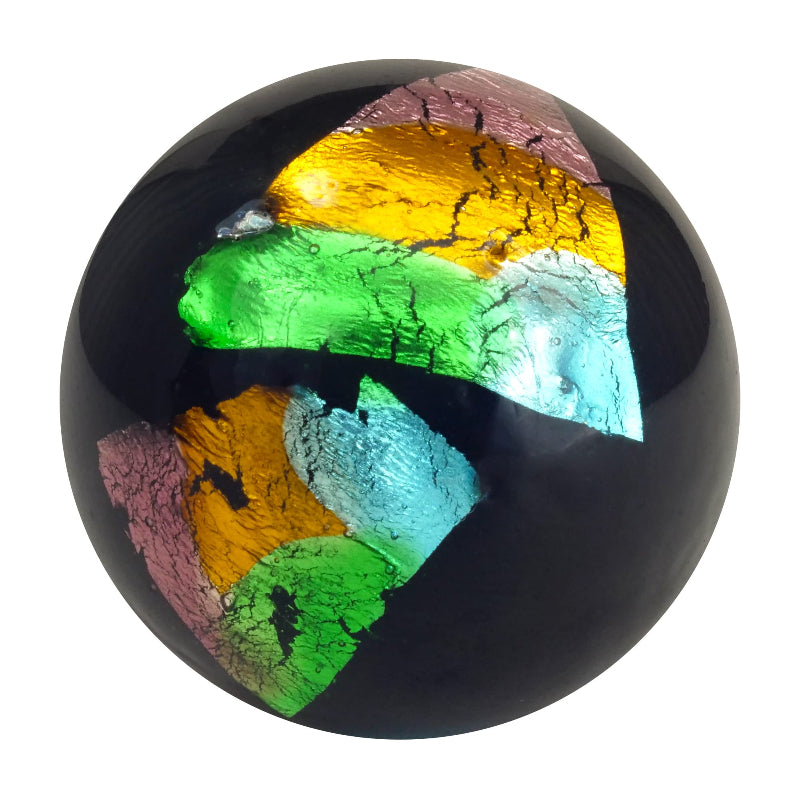 Black glass marble with colourful metallic foil panels in green, blue, gold and pink — Adventure Awaits