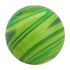 Green glass marble with light and dark green diagonal swirls — Adventure Awaits