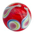 Red glass marble with colourful white, blue, green and pink swirls and tiny bubbles, Adventure Awaits
