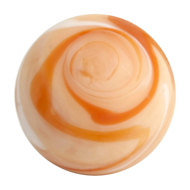 Peach glass marble with light and dark orange diagonal swirls — Adventure Awaits