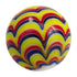 Multicoloured glass marble with red, yellow, blue and white chevron swirls — Adventure Awaits
