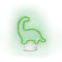 Green diplodocus dinosaur neon light glowing on white background — Adventure Awaits