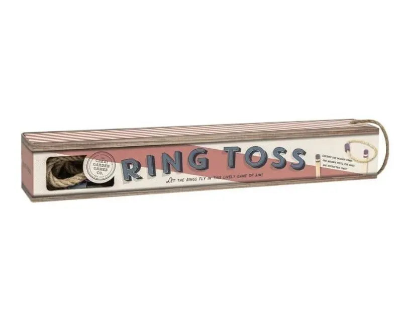 Ring toss garden game in long retro storage box with rope rings — Adventure Awaits