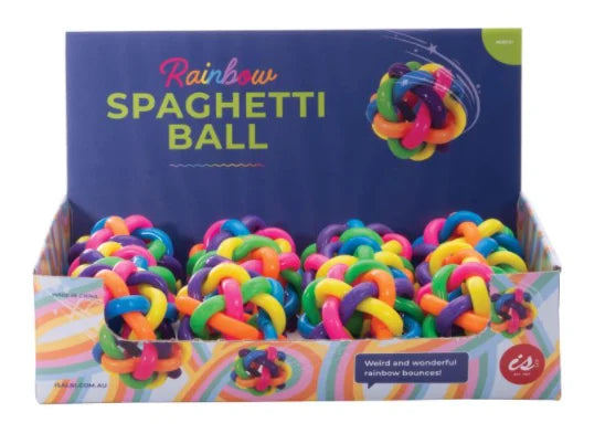 Rainbow Spaghetti Ball sensory fidget toys in colourful display box — Adventure Awaits