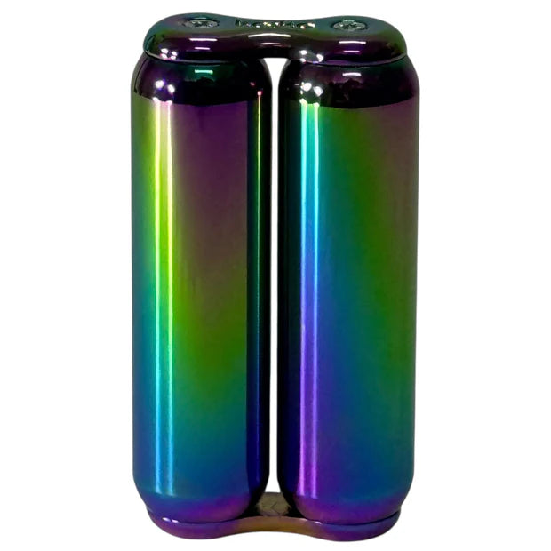 smooth iridescent Kaiko dual hand roller sensory tool with rainbow metallic finish on white background