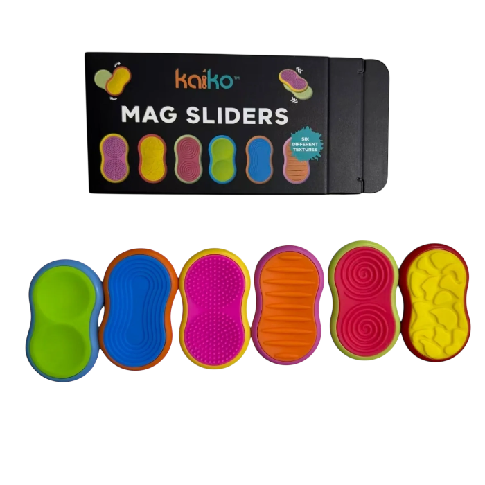 Kaiko Mag Sliders set with six colourful magnetic sensory sliders in different textures — Adventure Awaits