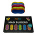 Kaiko Mag Sliders stacked above the box, showing six colourful textured magnetic fidget pieces — Adventure Awaits