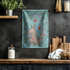 kangaroo christmas tea towel in kitchen