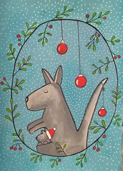 Eco Microfibre Tea Towel | Christmas Kangaroo
