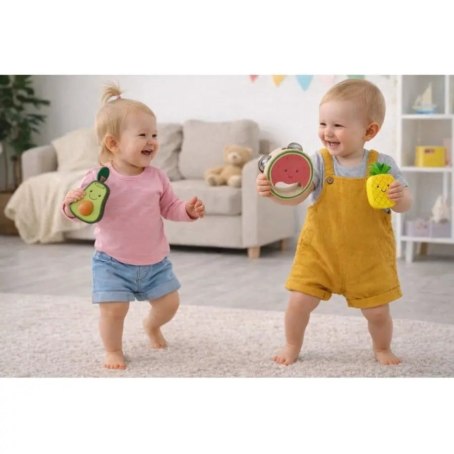 Wooden fruit music set in cardboard display box — Adventure Awaits