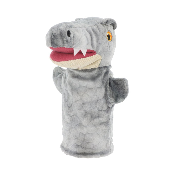 keeleco grey raptor hand puppet on white background