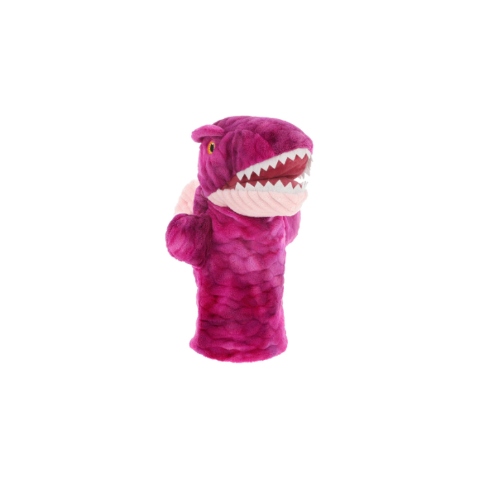 keeleco purple spinosaurus hand puppet on white background
