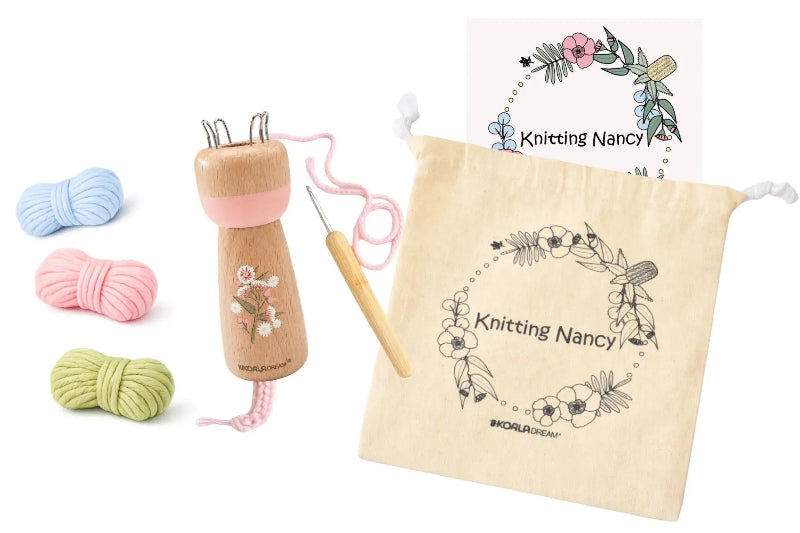 Koala Dream knitting doll kit with yarn, wooden hook and storage bag — Adventure Awaits