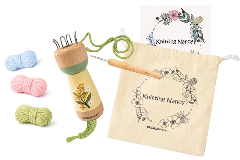 Koala Dream knitting doll kit with yarn, wooden hook and storage bag — Adventure Awaits