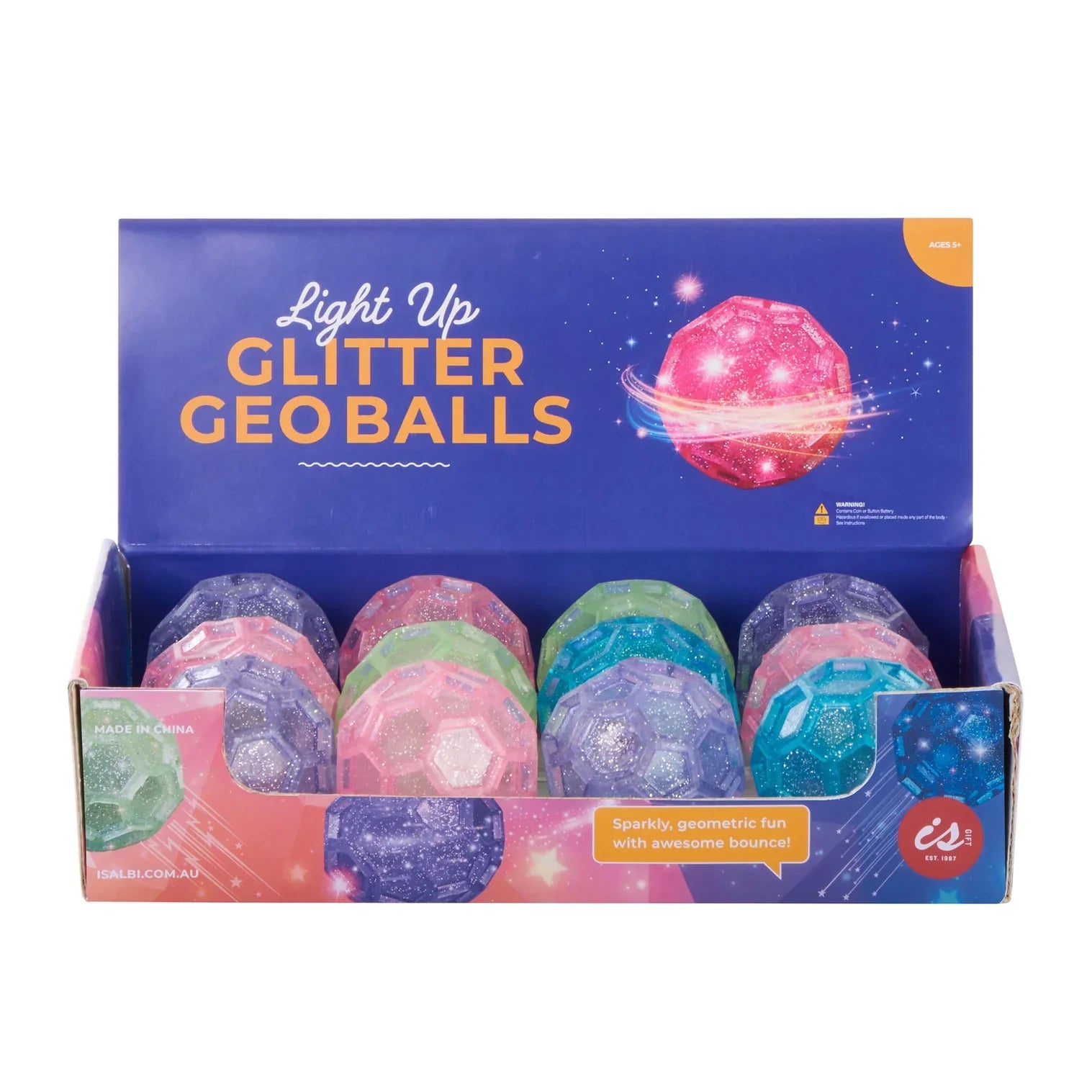 Light Up Glitter Geo Balls