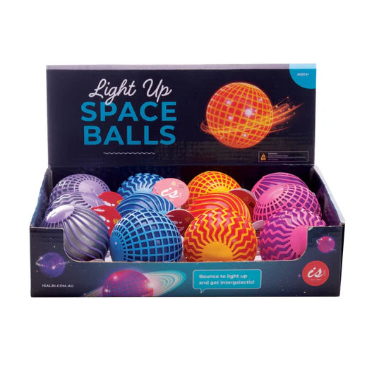Light Up Space Balls in colourful patterned display box — Adventure Awaits