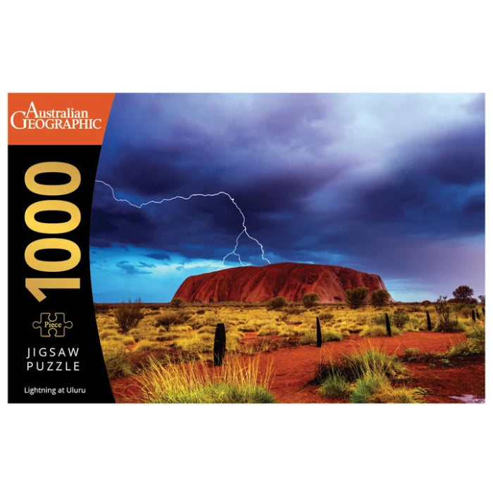 Australian Geographic Lightning at Uluru 1000-piece jigsaw puzzle with lightning over Uluru — Adventure Awaits