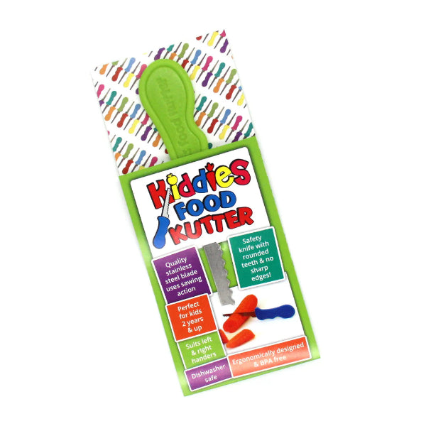 lime green kiddie food kutter in packaging on white background