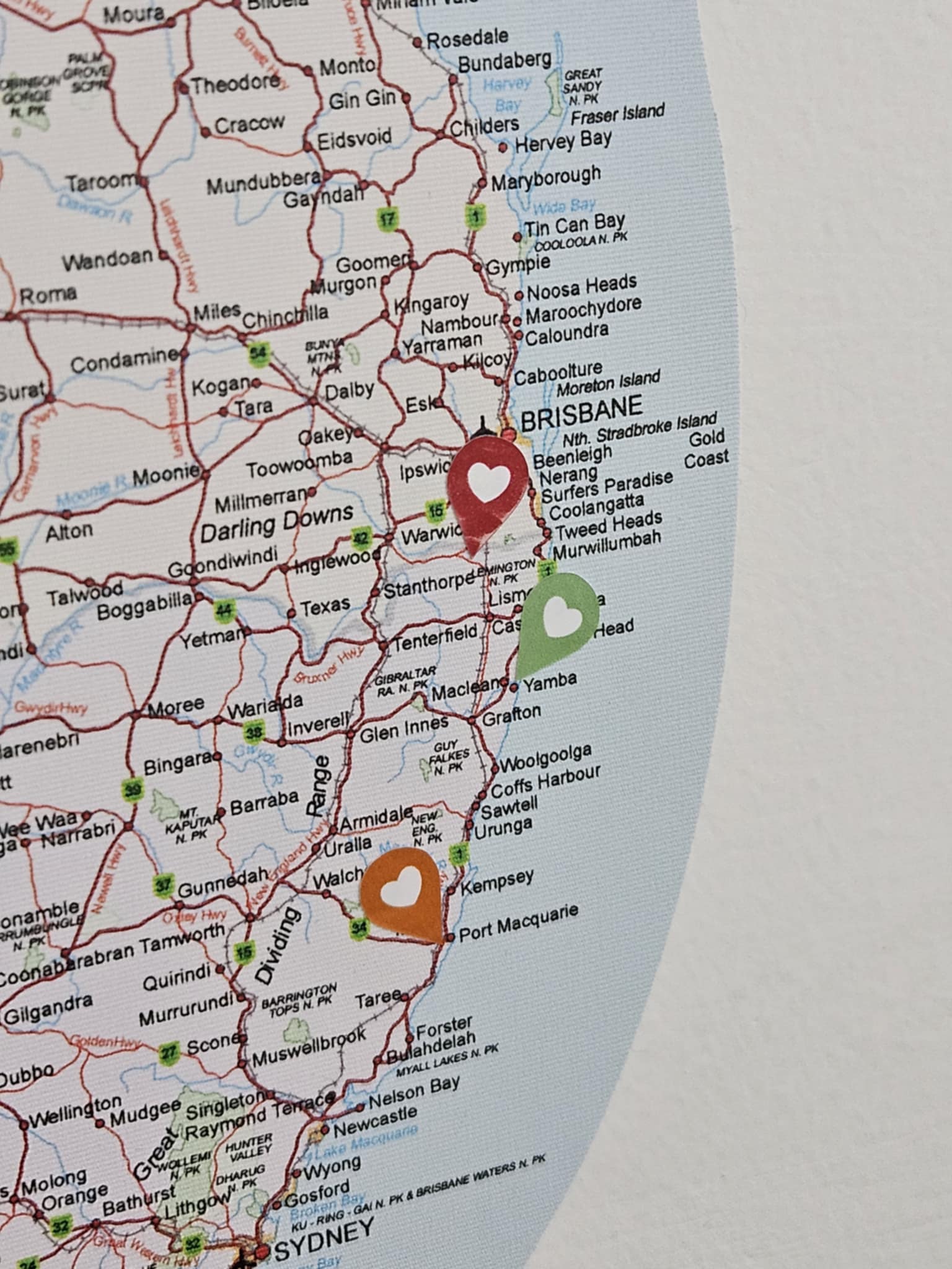 Travel Map Location Stickers – Heart Pin Markers for Australia Maps