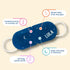 Lula self warming eye mask with illustrated features including gentle heat, steam for dry eyes and calming scents to support sleep and relaxation at home or travel Adventure Awaits
