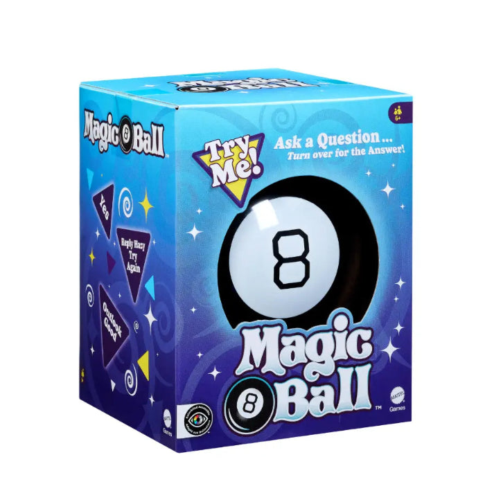 Magic 8 Ball fortune-telling toy in blue retail box for ages 6+ — Adventure Awaits