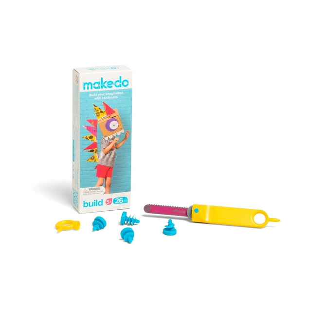Makedo Build 26-piece cardboard construction kit with Safe-Saw and reusable scrus — Adventure Awaits