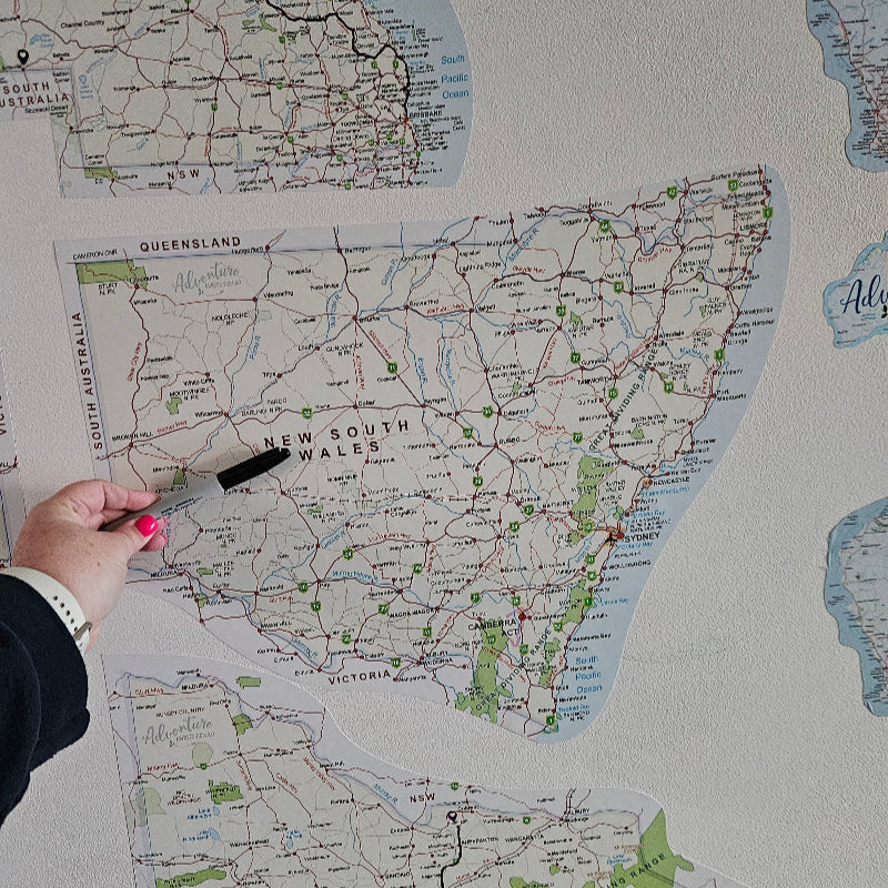Map of New South Wales Sticker on wall with sharpie 