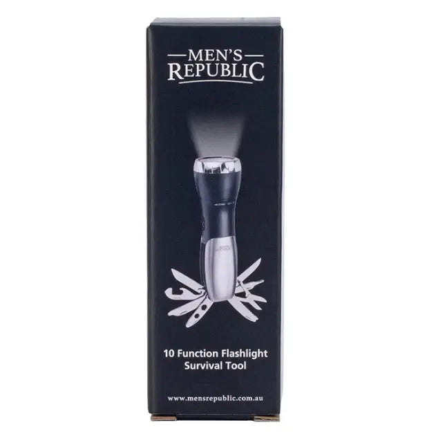 Men’s Republic 10 function flashlight survival tool box with multi-tool torch — Adventure Awaits