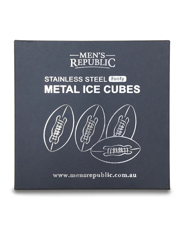 Men’s Republic stainless steel footy metal ice cubes box with football artwork — Adventure Awaits