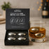 Men’s Republic stainless steel footy metal ice cubes gift set beside whisky glass — Adventure Awaits
