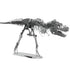 Assembled Metal Earth Tyrannosaurus Rex silver steel skeleton model on display base - Adventure Awaits