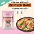 Mingle Creamy Buffalo Chicken Bake spice blend sachet beside baked chicken dish — Adventure Awaits