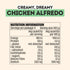Mingle Chicken Alfredo nutrition information panel showing serving size and nutrient values — Adventure Awaits