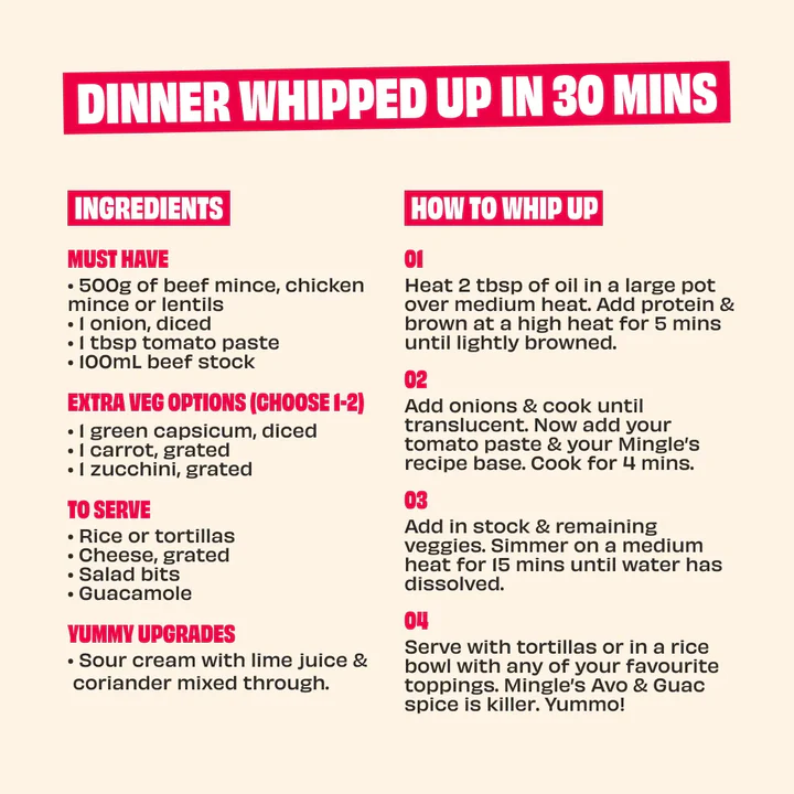 Mingle Taco recipe base sachet instructions for 30-minute dinner — Adventure Awaits