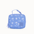Blue rectangular pouch with palm tree and wave pattern on a white background