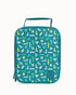 Montii kids insulated lunch bag with teal pixel pattern print, compact lunch bag with handle for school, outings or travel Adventure Awaits