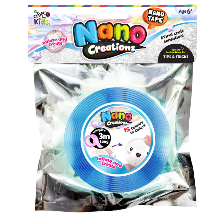 Craft for Kids Nano Creations blue nano tape refill pack, stretchy sensory craft tape for inflating bubble creations and creative DIY play Adventure Awaits